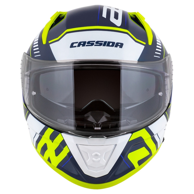 Integralna motoristična čelada Cassida Aero Drome modro-fluo rumeno-svetlo modro-bela