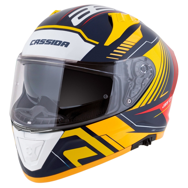 Motoristična čelada Cassida Aero Drome Integral Blue-Fluo Yellow-Orange-Red-Light Blue-White