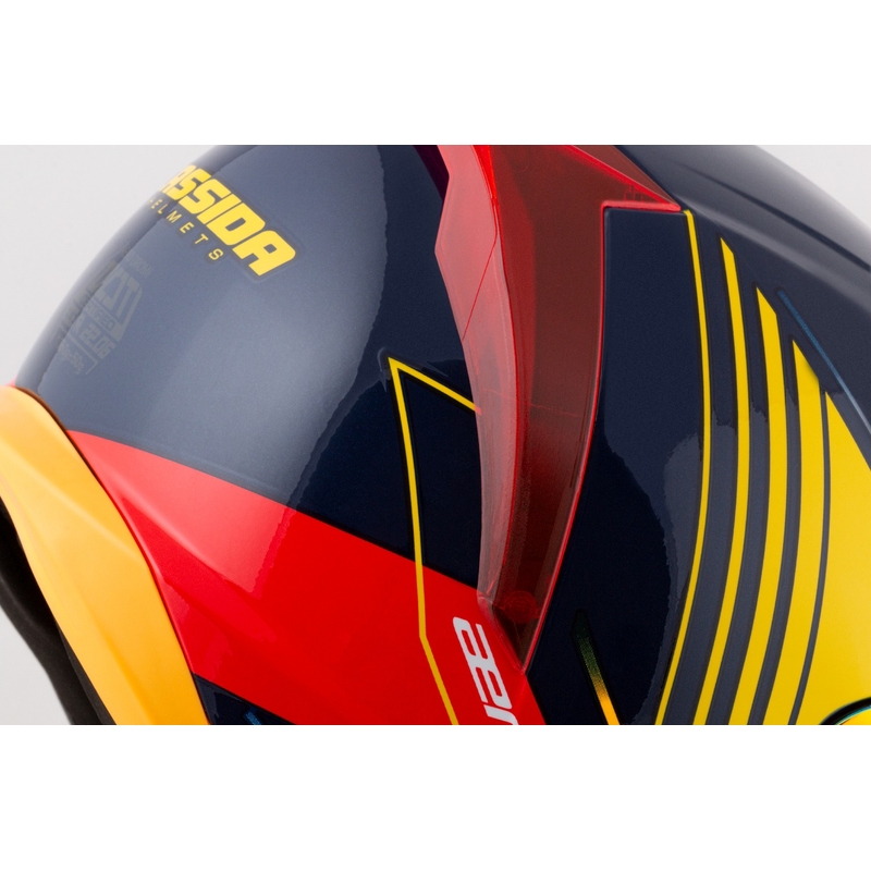 Motoristična čelada Cassida Aero Drome Integral Blue-Fluo Yellow-Orange-Red-Light Blue-White
