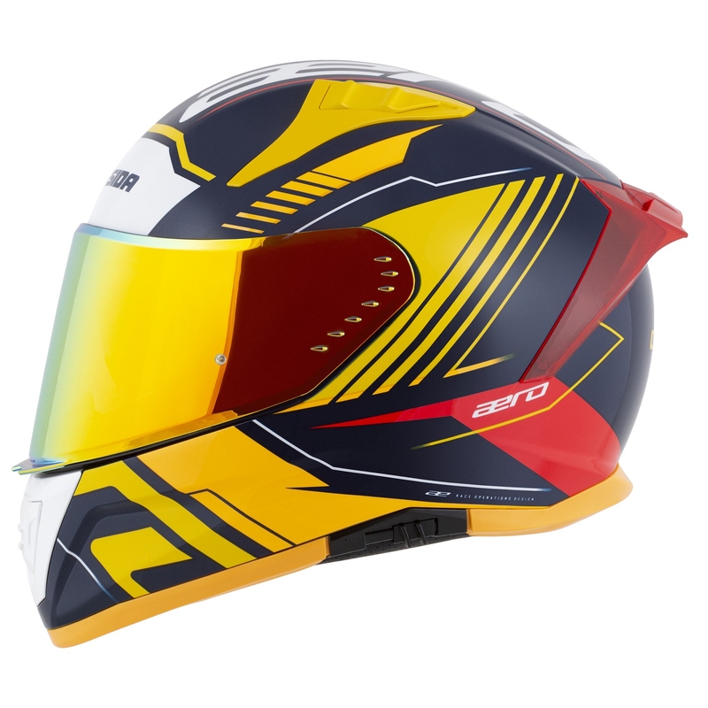 Motoristična čelada Cassida Aero Drome Integral Blue-Fluo Yellow-Orange-Red-Light Blue-White