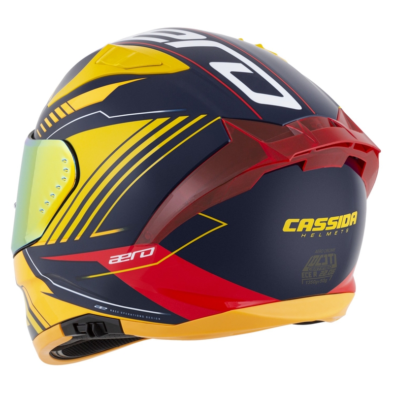 Motoristična čelada Cassida Aero Drome Integral Blue-Fluo Yellow-Orange-Red-Light Blue-White