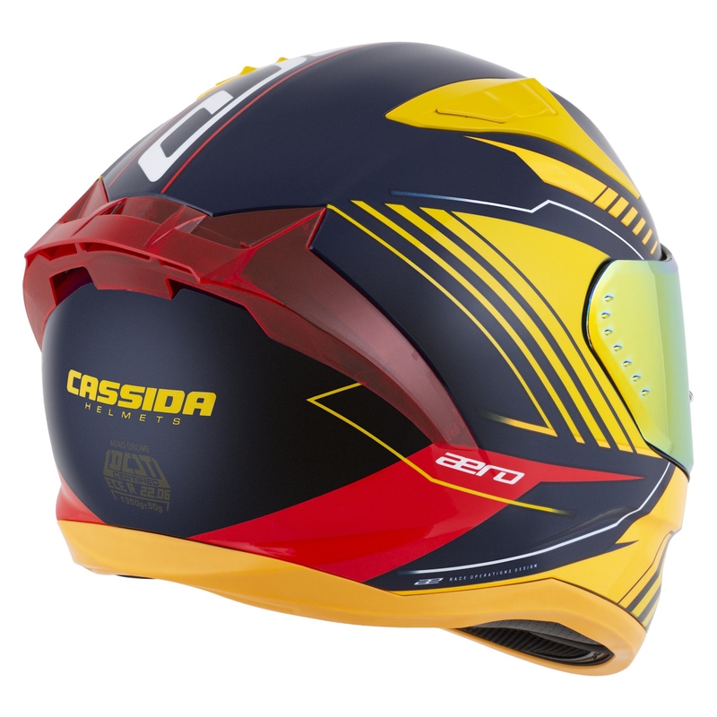 Motoristična čelada Cassida Aero Drome Integral Blue-Fluo Yellow-Orange-Red-Light Blue-White