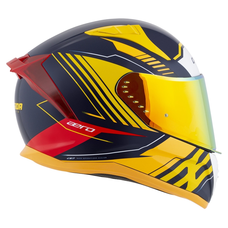 Motoristična čelada Cassida Aero Drome Integral Blue-Fluo Yellow-Orange-Red-Light Blue-White