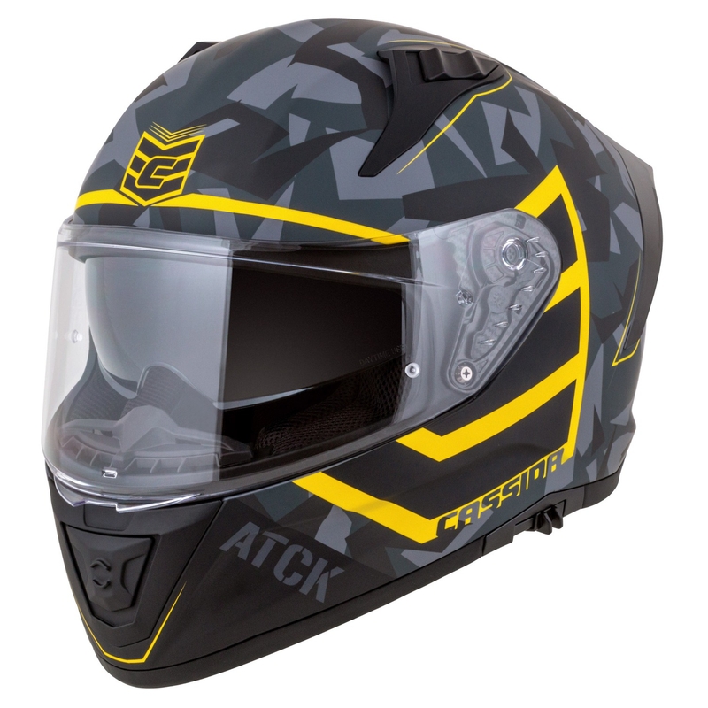Integralna motoristična čelada Cassida Aero camo sivo-črno-fluo rumena
