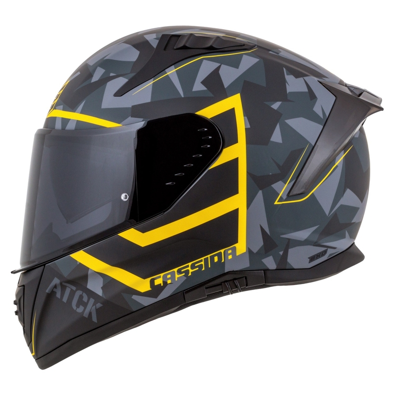 Integralna motoristična čelada Cassida Aero camo sivo-črno-fluo rumena