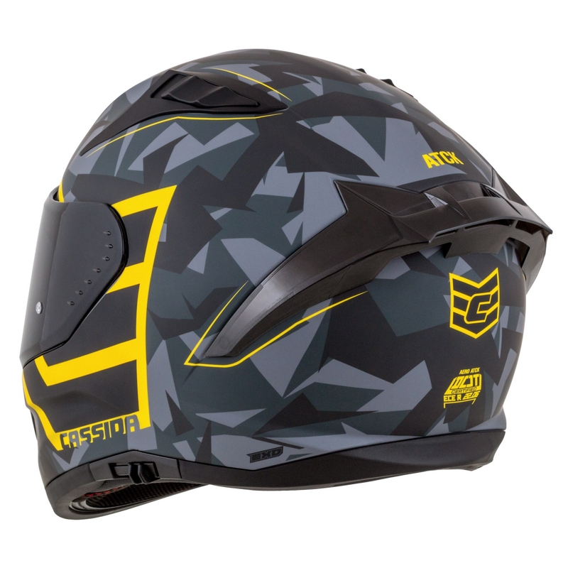 Integralna motoristična čelada Cassida Aero camo sivo-črno-fluo rumena