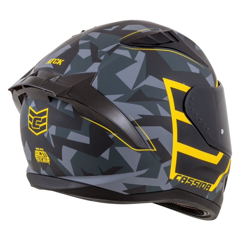 Integralna motoristična čelada Cassida Aero camo sivo-črno-fluo rumena