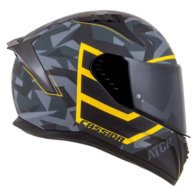 Integralna motoristična čelada Cassida Aero camo sivo-črno-fluo rumena