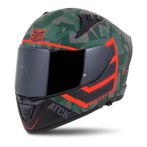 Integralna motoristična čelada Cassida Aero ATCK camo zelena-črna-siva-oranžna