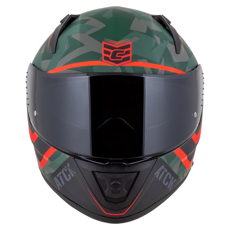 Integralna motoristična čelada Cassida Aero ATCK camo zelena-črna-siva-oranžna