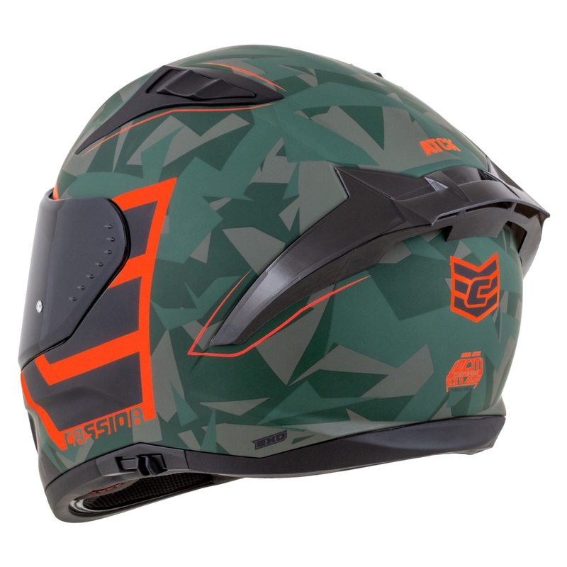 Integralna motoristična čelada Cassida Aero ATCK camo zelena-črna-siva-oranžna