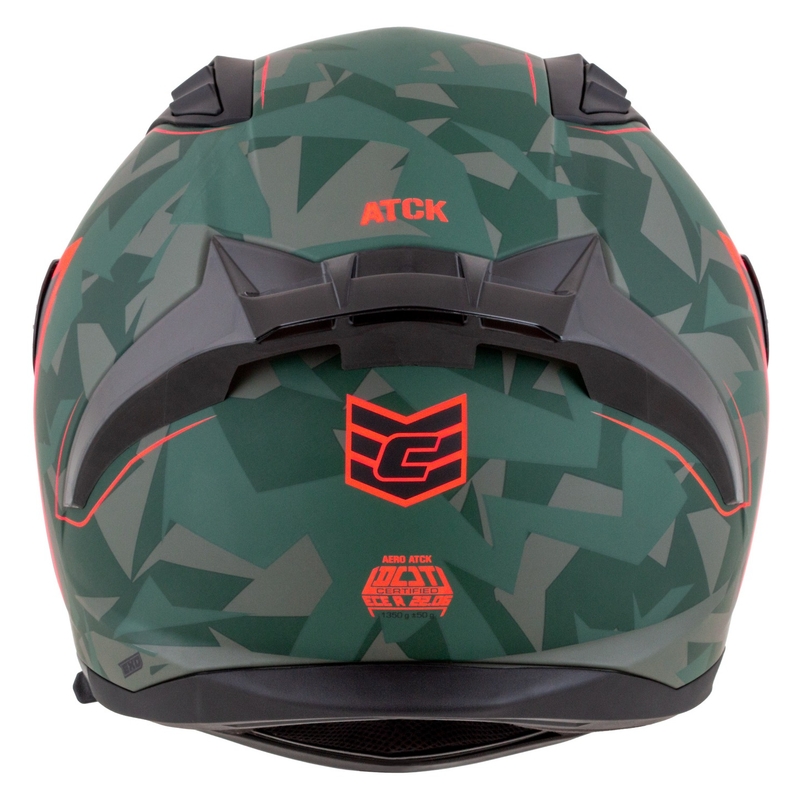 Integralna motoristična čelada Cassida Aero ATCK camo zelena-črna-siva-oranžna