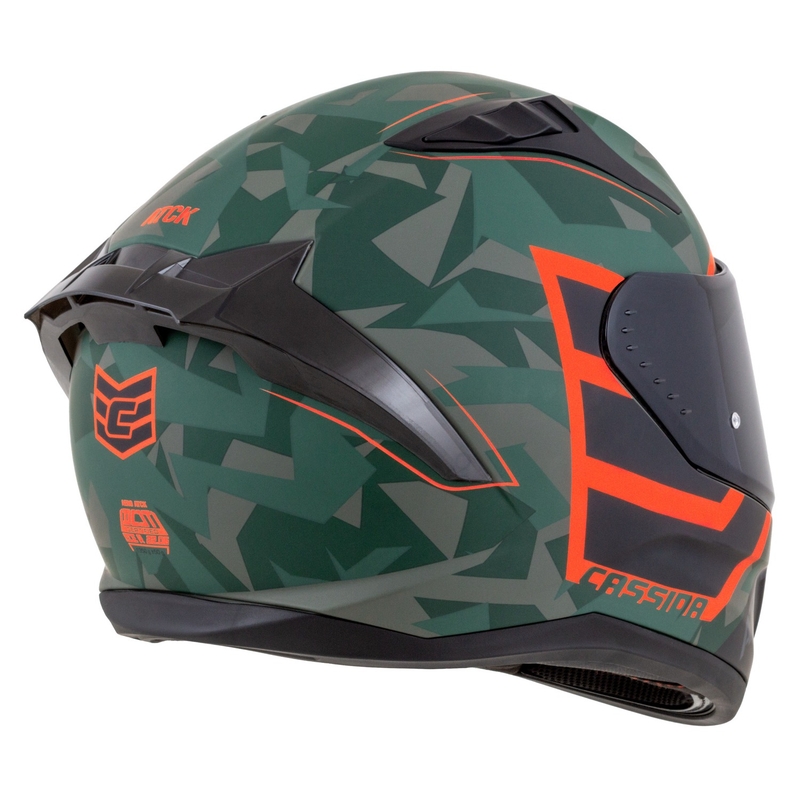 Integralna motoristična čelada Cassida Aero ATCK camo zelena-črna-siva-oranžna