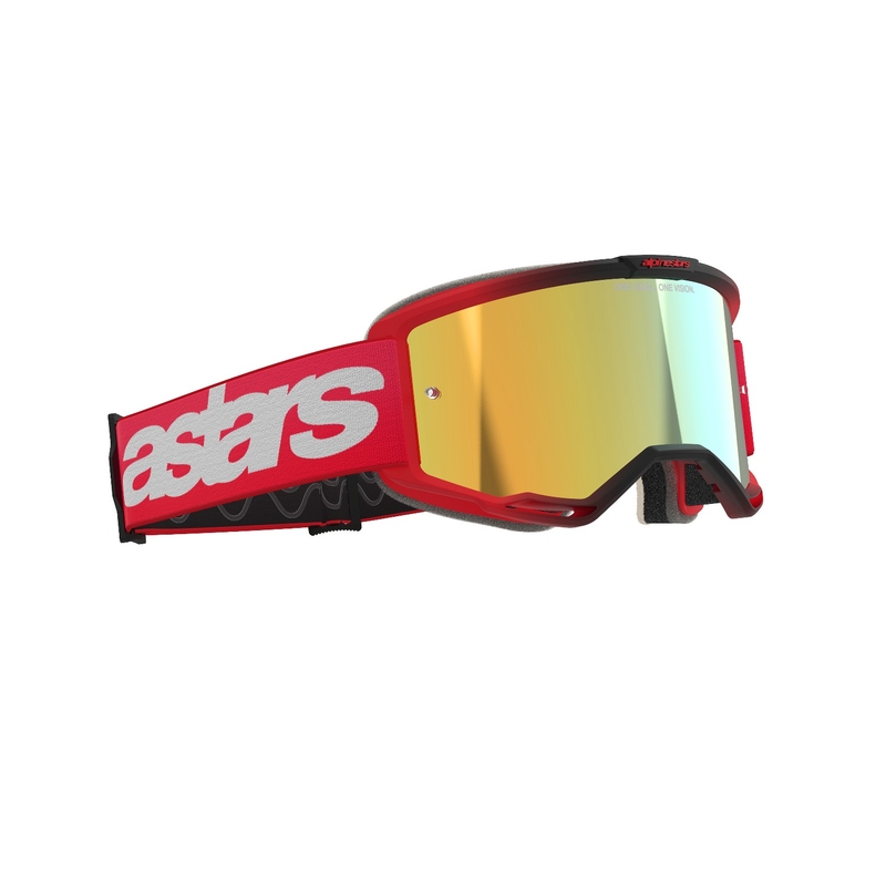 Motokros očala Alpinestars Vision 5 Blaze Red z zrcalnim zlatim pleksi steklom