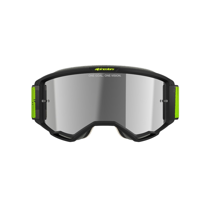Motokros očala Alpinestars Vision 5 Hollow sivo-fluo rumena z zrcalno srebrnim pleksi steklom