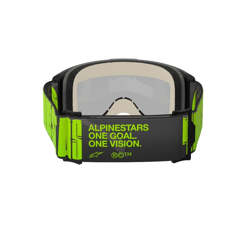 Motokros očala Alpinestars Vision 5 Hollow sivo-fluo rumena z zrcalno srebrnim pleksi steklom