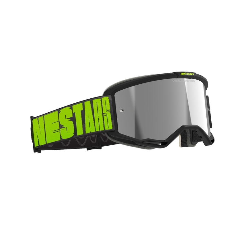 Motokros očala Alpinestars Vision 5 Hollow sivo-fluo rumena z zrcalno srebrnim pleksi steklom