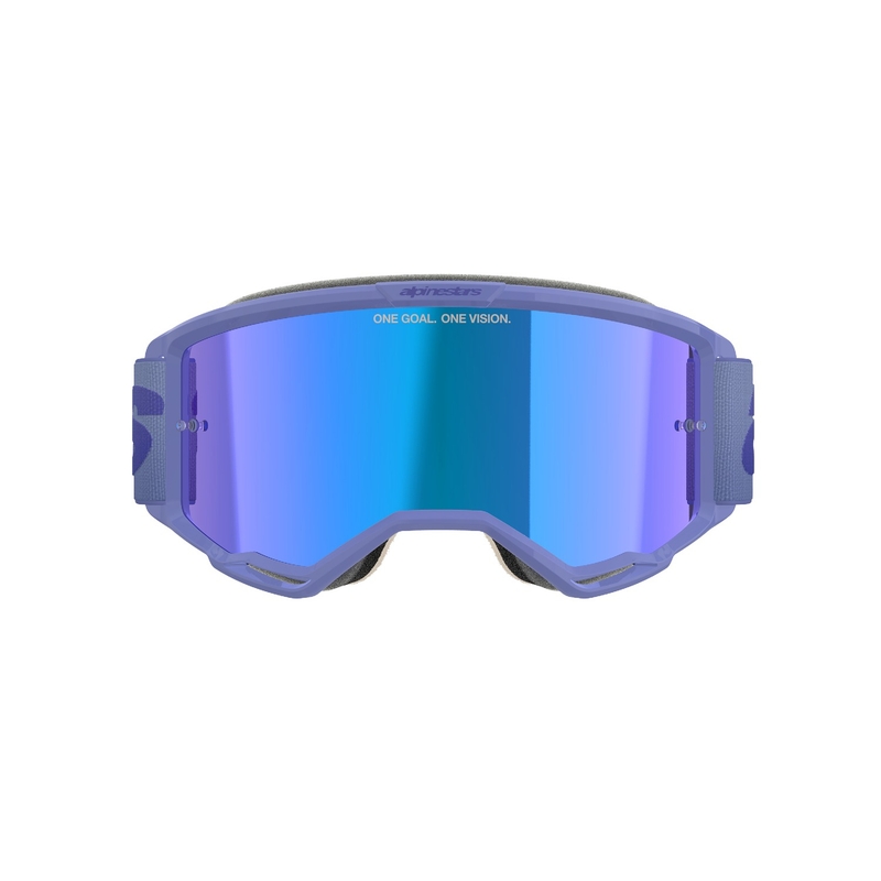 Motokros očala Alpinestars Vision 5 Wordmark vijolična z zrcalnim modrim pleksi steklom