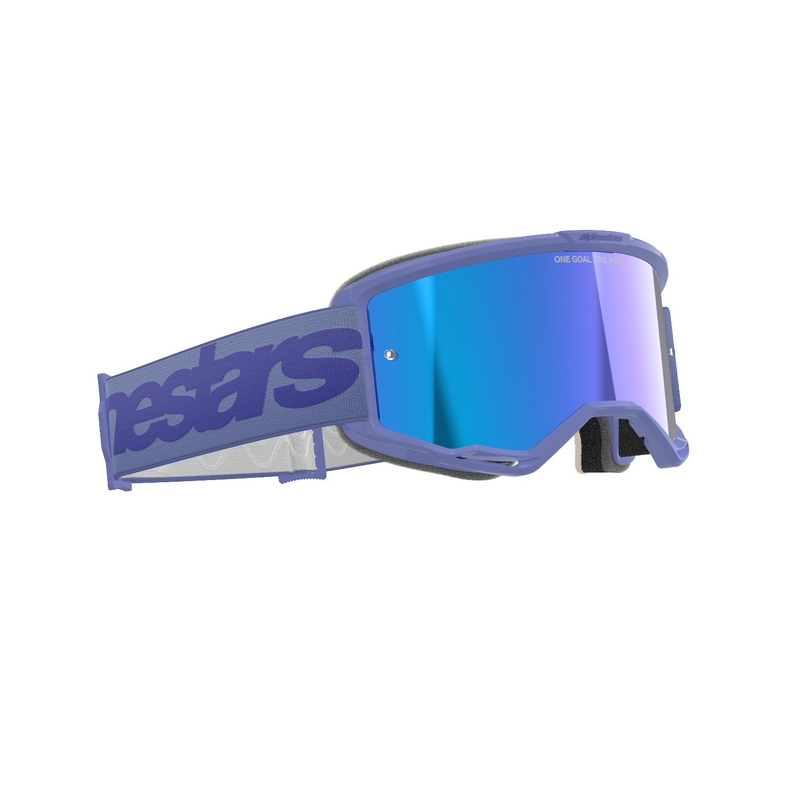 Motokros očala Alpinestars Vision 5 Wordmark vijolična z zrcalnim modrim pleksi steklom
