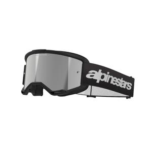 Motokros očala Alpinestars Vision 3 Wordmark, črna z zrcalnim srebrnim pleksi steklom