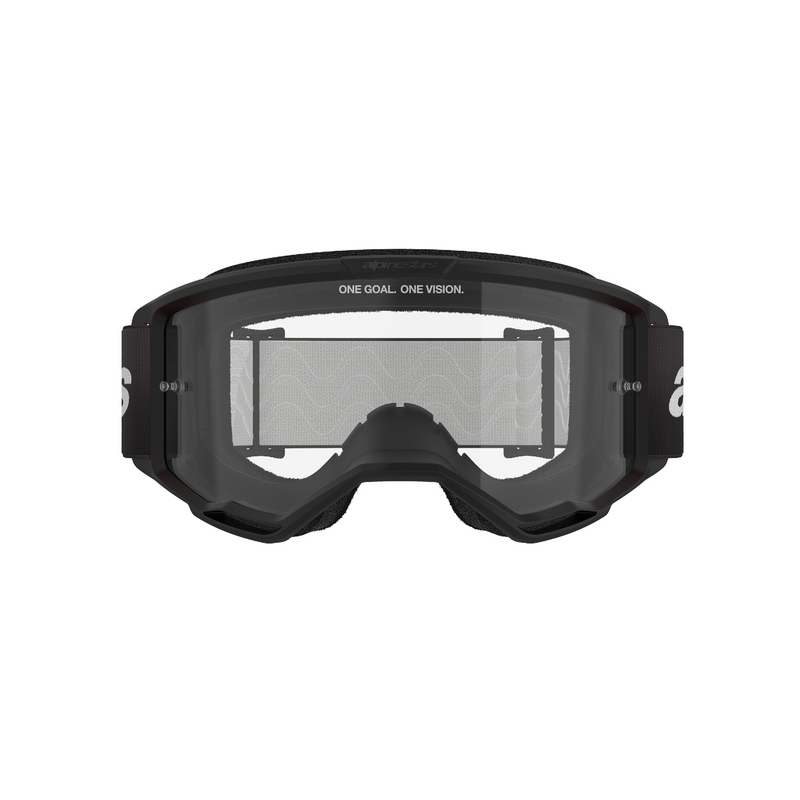 Motokros očala Alpinestars Vision 3 Wordmark črna s prozornim pleksi steklom