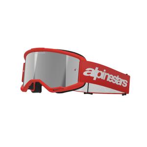 Rdeča motokros očala Alpinestars Vision 3 Wordmark s srebrnim pleksi steklom