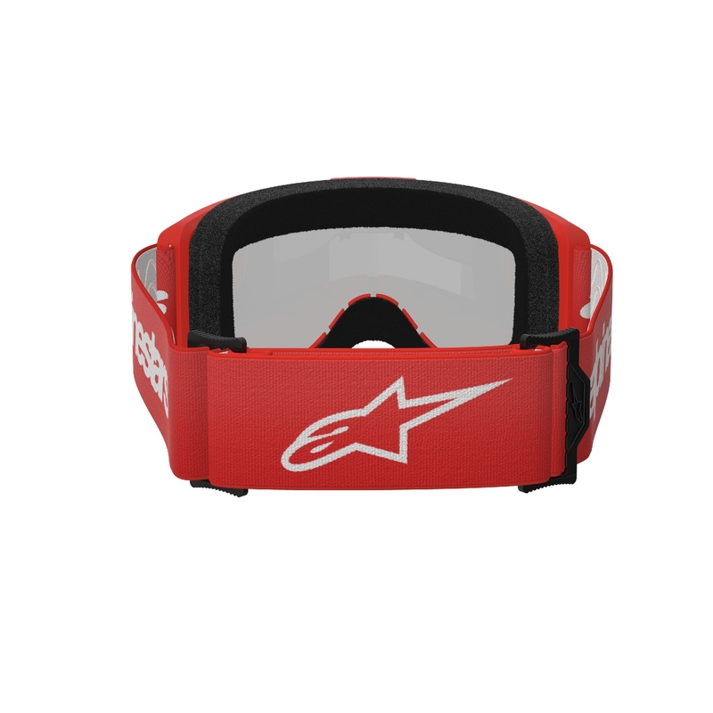 Rdeča motokros očala Alpinestars Vision 3 Wordmark s srebrnim pleksi steklom