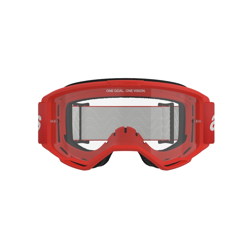 Rdeča motokros očala Alpinestars Vision 3 Wordmark s prozornim pleksi steklom