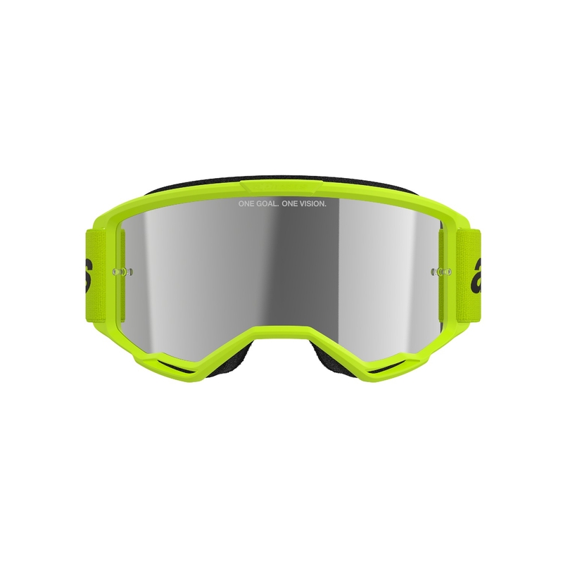 Motokros očala Alpinestars Vision 3 Wordmark fluo rumena z odsevnim srebrnim pleksi steklom