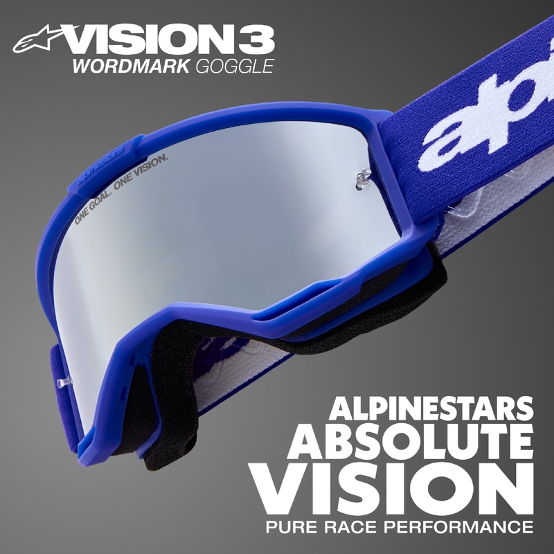 Motokros očala Alpinestars Vision 3 Wordmark fluo rumena z odsevnim srebrnim pleksi steklom