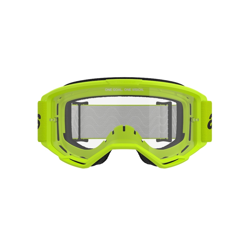 Motokros očala Alpinestars Vision 3 Wordmark fluo rumena s prozornim pleksi steklom
