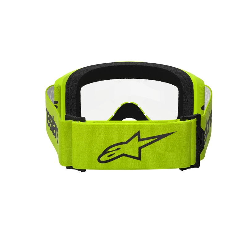 Motokros očala Alpinestars Vision 3 Wordmark fluo rumena s prozornim pleksi steklom