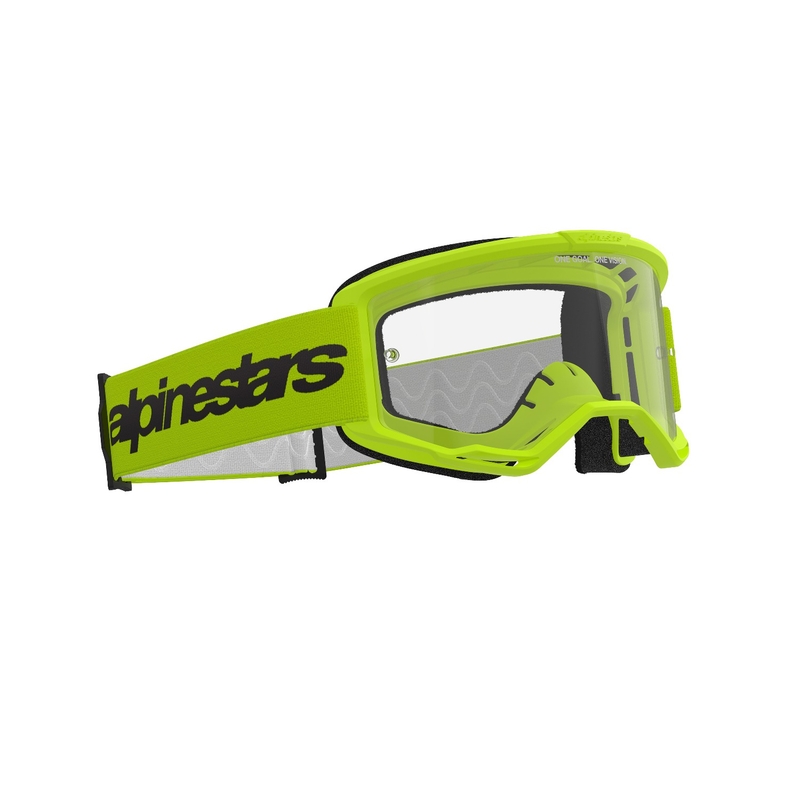 Motokros očala Alpinestars Vision 3 Wordmark fluo rumena s prozornim pleksi steklom