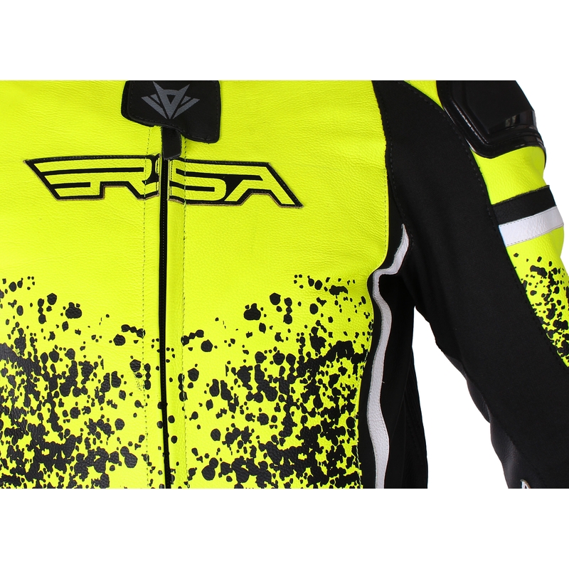 Motoristična obleka RSA GT2 črno-bela-fluo rumena akcija - II. kakovosti razprodaja