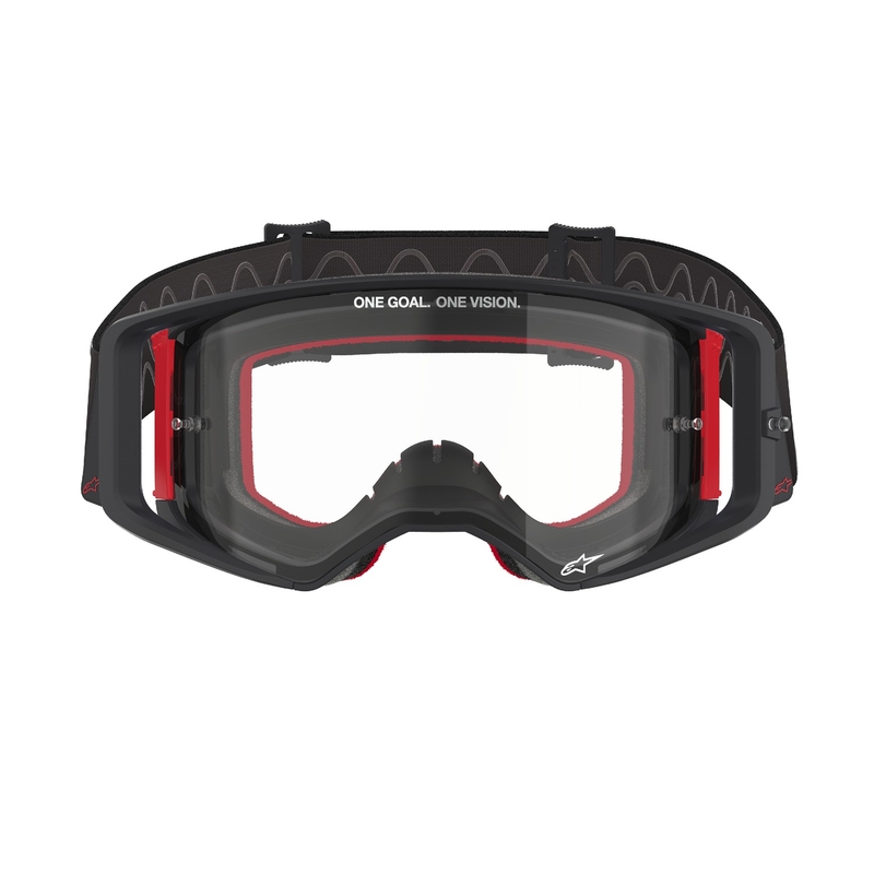 Motokros očala Alpinestars Supertech Corp črno-rdeča s prozornimi stekli