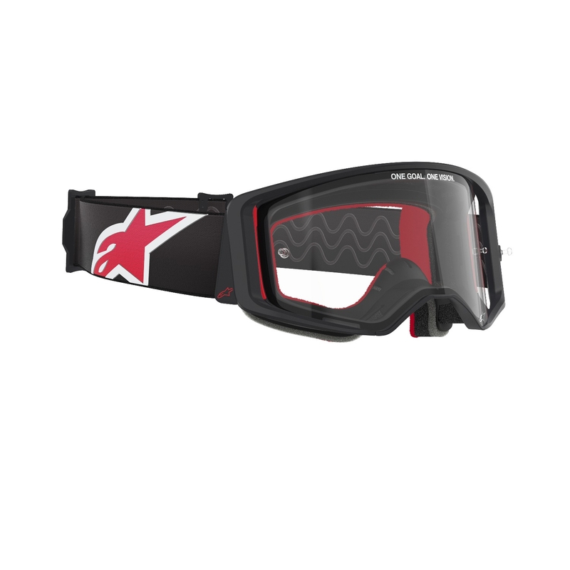 Motokros očala Alpinestars Supertech Corp črno-rdeča s prozornimi stekli