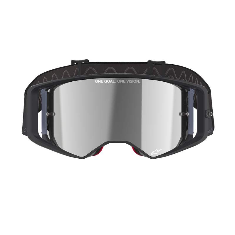 Črno-siva očala za motokros Alpinestars Supertech Corp s srebrno lečo