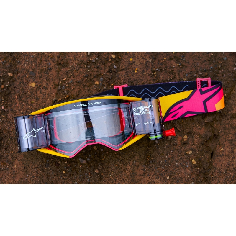 Motokros očala Alpinestars Supertech Corp belo-zlata z zrcalno zlatimi lečami