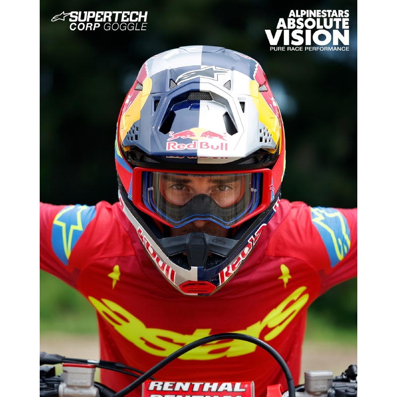 Motokros očala Alpinestars Supertech Corp belo-zlata z zrcalno zlatimi lečami