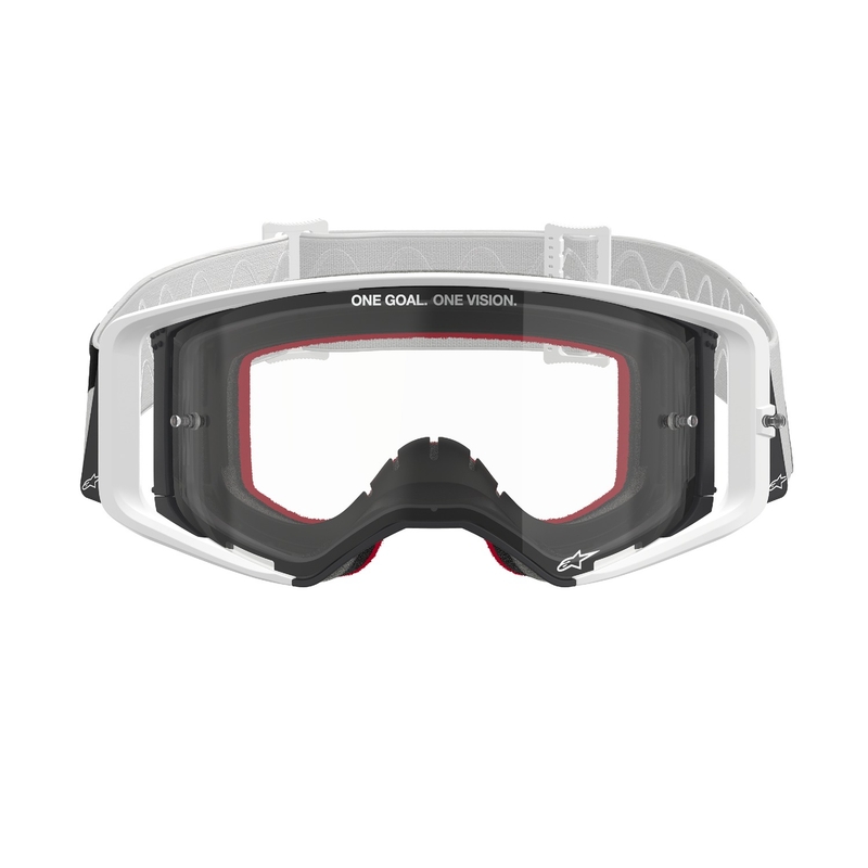 Motokros očala Alpinestars Supertech Corp bela s prozornimi stekli