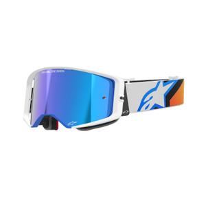 Motokros očala Alpinestars Supertech Corp modro-oranžna z zrcalnim modrim steklom