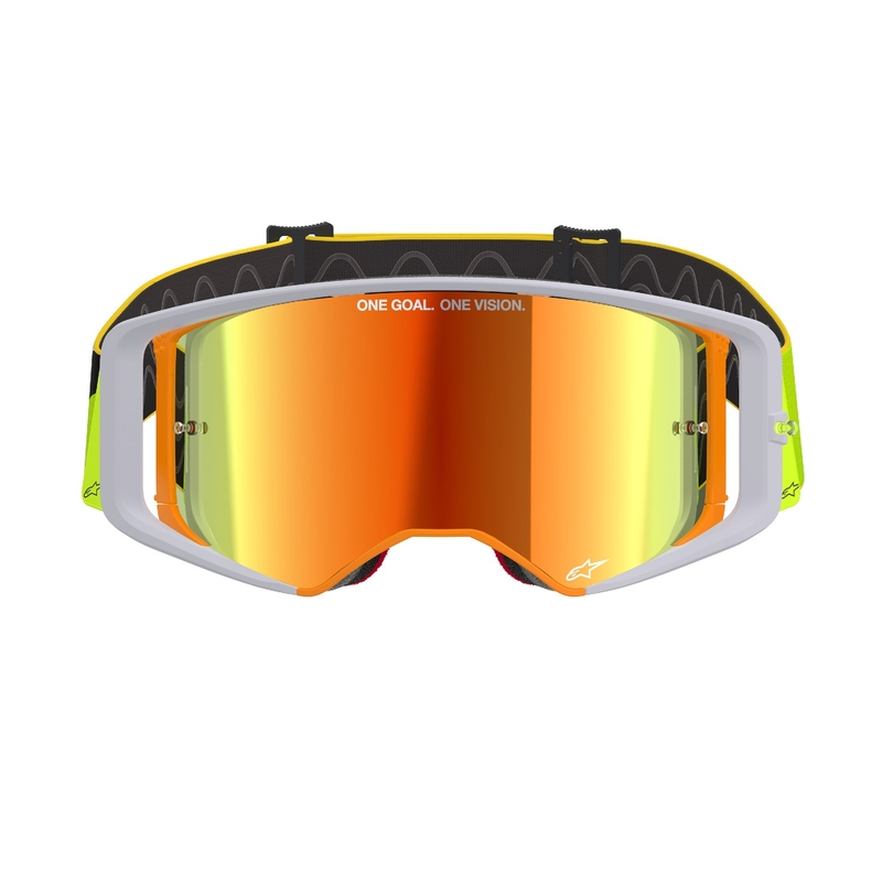 Motokros očala Alpinestars Supertech Corp fluo rumeno-siva z zrcalno rdečim steklom