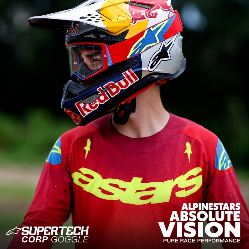 Motokros očala Alpinestars Supertech Corp fluo rumeno-siva z zrcalno rdečim steklom