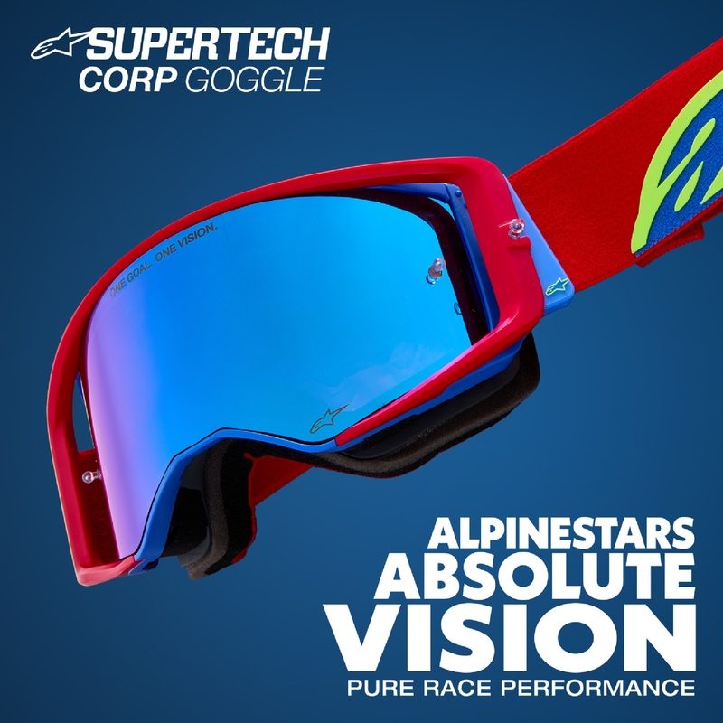 Motokros očala Alpinestars Supertech Corp fluo rumeno-siva z zrcalno rdečim steklom