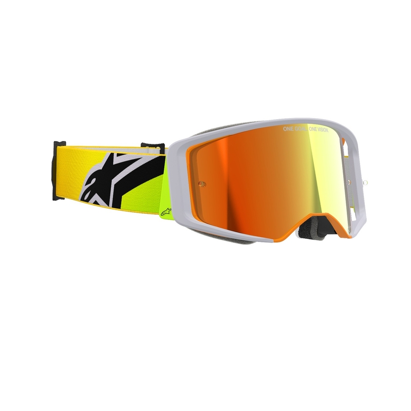 Motokros očala Alpinestars Supertech Corp fluo rumeno-siva z zrcalno rdečim steklom
