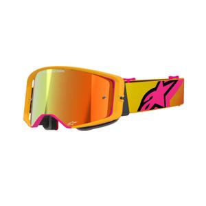 Motokros očala Alpinestars Supertech Corp rumeno-roza z zrcalnim rdečim steklom