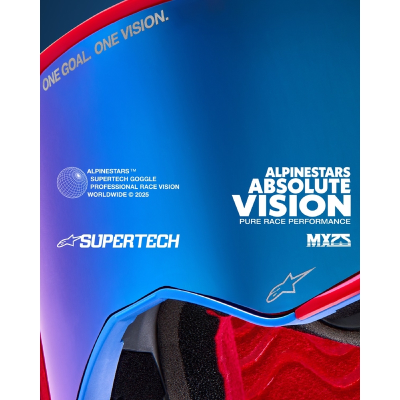 Motokros očala Alpinestars Supertech Corp rumeno-roza z zrcalnim rdečim steklom