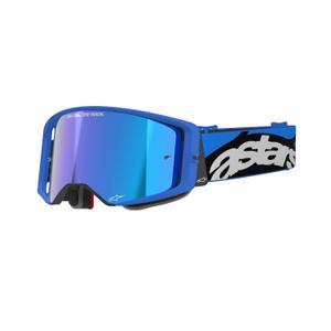 Motokros očala Alpinestars Supertech Stream modra z zrcalno modrimi lečami
