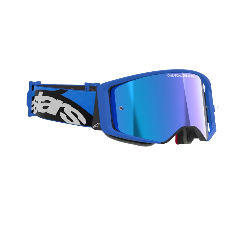 Motokros očala Alpinestars Supertech Stream modra z zrcalno modrimi lečami