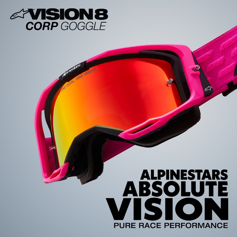 Motokros očala Alpinestars Vision 8 Corp vijolična z zrcalnim modrim steklom